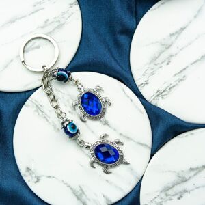The Colourful Aura Turtle Tortoise Animal Turkish Protection Evil Eye Nazar House Car Keychain in Silver Silver One Size The Colourful Aura Turtle Tortoise Animal Turkish Protection Evil Eye Nazar House Car Keychain in Silver Silver One Size