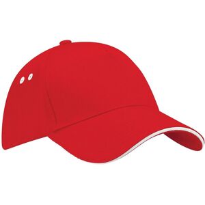 Beechfield Men's Ultimate 5 Panel Contrast Baseball Cap With Sandwich Peak Headwear Pack of 2 in Red Red One Size Beechfield Men's Ultimate 5 Panel Contrast Baseball Cap With Sandwich Peak Headwear Pack of 2 in Red Red One Size