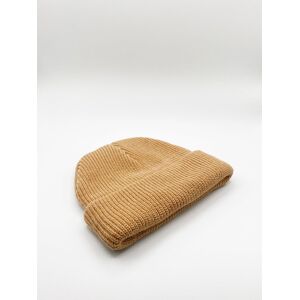 SVNX Men's Knitted Ribbed Beanie in Beige Beige One Size SVNX Men's Knitted Ribbed Beanie in Beige Beige One Size