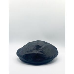 SVNX Men's Flat Cap in Black PU Black One Size SVNX Men's Flat Cap in Black PU Black One Size