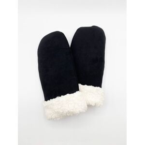 SVNX Women's Faux Suede Mittens With Borg Lining in Black Black One Size SVNX Women's Faux Suede Mittens With Borg Lining in Black Black One Size