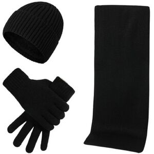 Obasyhig Men's Autumn & Winter Warm Knitted Woolen Hat Scarf Gloves Set in Black Black One Size Obasyhig Men's Autumn & Winter Warm Knitted Woolen Hat Scarf Gloves Set in Black Black One Size