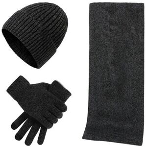 Obasyhig Men's Autumn & Winter Warm Knitted Woolen Hat Scarf Gloves Set in Dark Grey Dark Grey One Size Obasyhig Men's Autumn & Winter Warm Knitted Woolen Hat Scarf Gloves Set in Dark Grey Dark Grey One Size