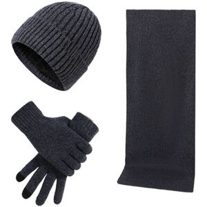 Obasyhig Men's Autumn & Winter Warm Knitted Woolen Hat Scarf Gloves Set in Dark Navy Dark Navy One Size Obasyhig Men's Autumn & Winter Warm Knitted Woolen Hat Scarf Gloves Set in Dark Navy Dark Navy One Size