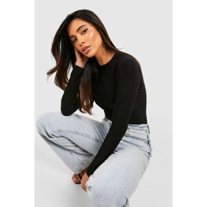 boohoo Double Layer Slinky Long Sleeve Crew Neck Bodysuit