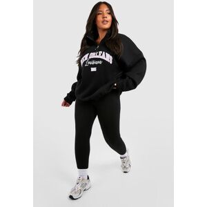 boohoo Plus Oversized Varisty Half Zip Sweatshirt And Legging