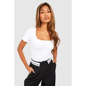 boohoo Basic Cotton Short Sleeve Square Neck Bodysuit