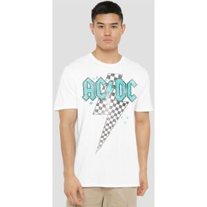 AC/DC Men's Skewed Checkerboard Bolt T-Shirt, White Size: XL White XL AC/DC Men's Skewed Checkerboard Bolt T-Shirt, White Size: XL White XL