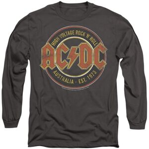 AC/DC Men's ACDC Est. '73 Long Sleeve T Shirt-Charcoal in Charcoal Size: XL Charcoal XL AC/DC Men's ACDC Est. '73 Long Sleeve T Shirt-Charcoal in Charcoal Size: XL Charcoal XL