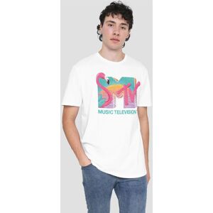 MTV Men's Flamingo Logo T-Shirt, White Size: Large White L MTV Men's Flamingo Logo T-Shirt, White Size: Large White L