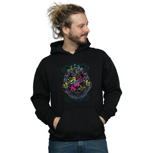 Harry Potter Men's Neon Hogwarts Crest Hoodie in Black Size: 3XL Black 3XL Harry Potter Men's Neon Hogwarts Crest Hoodie in Black Size: 3XL Black 3XL