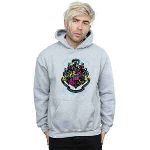 Harry Potter Men's Neon Hogwarts Crest Hoodie in Grey Size: Small Grey S Harry Potter Men's Neon Hogwarts Crest Hoodie in Grey Size: Small Grey S