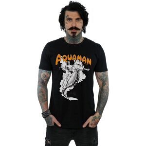 DC Comics Men's Aquaman Mono Action Pose T-Shirt in Black Size: Large Black L DC Comics Men's Aquaman Mono Action Pose T-Shirt in Black Size: Large Black L