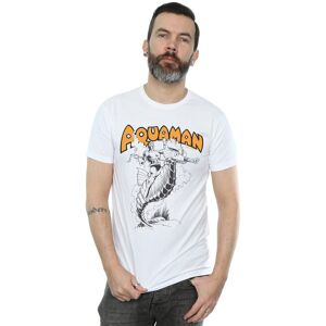 DC Comics Men's Aquaman Mono Action Pose T-Shirt in White Size: Large White L DC Comics Men's Aquaman Mono Action Pose T-Shirt in White Size: Large White L