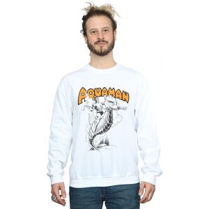 DC Comics Men's Aquaman Mono Action Pose Sweatshirt in White Size: 3XL White 3XL DC Comics Men's Aquaman Mono Action Pose Sweatshirt in White Size: 3XL White 3XL