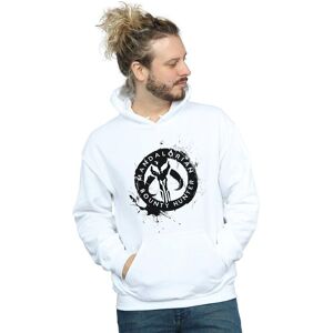 Star Wars Men's The Mandalorian Bounty Hunter Splatter Skull Hoodie in White Size: 2XL White 2XL Star Wars Men's The Mandalorian Bounty Hunter Splatter Skull Hoodie in White Size: 2XL White 2XL