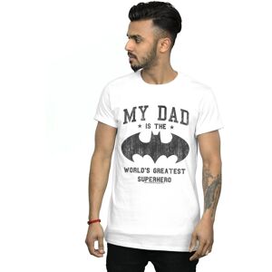 DC Comics Men's Batman My Dad Is A Superhero T-Shirt in White Size: 3XL White 3XL DC Comics Men's Batman My Dad Is A Superhero T-Shirt in White Size: 3XL White 3XL