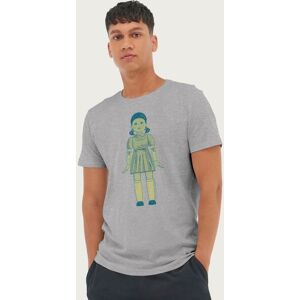 Squid Game Men's Red Light Green Light Doll Green Sketch T-Shirt in Mid Grey Size: Medium Mid Grey M Squid Game Men's Red Light Green Light Doll Green Sketch T-Shirt in Mid Grey Size: Medium Mid Grey M