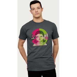 Squid Game Men's Red Light Green Light Doll Korean Text Logo T-Shirt in Charcoal Size: Small Charcoal S Squid Game Men's Red Light Green Light Doll Korean Text Logo T-Shirt in Charcoal Size: Small Charcoal S