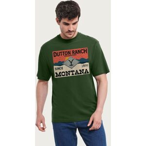 Yellowstone Men's Dutton Ranch Montana Since 1886 T-Shirt in Bottle Green Size: Small Bottle Green S Yellowstone Men's Dutton Ranch Montana Since 1886 T-Shirt in Bottle Green Size: Small Bottle Green S