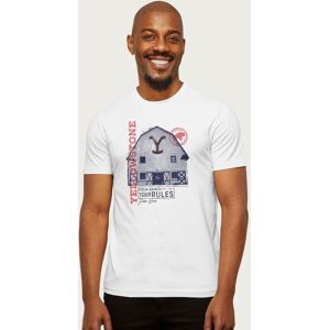 Yellowstone Men's Dutton Ranch Your Rules Barn T-Shirt in White Size: Large White L Yellowstone Men's Dutton Ranch Your Rules Barn T-Shirt in White Size: Large White L