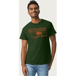 Yellowstone Men's Dutton Ranch Montana State Outline T-Shirt in Bottle Green Size: Large Bottle Green L Yellowstone Men's Dutton Ranch Montana State Outline T-Shirt in Bottle Green Size: Large Bottle Green L