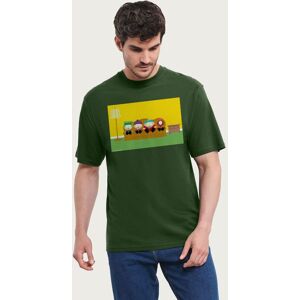 South Park Men's Kyle Stan Cartman & Kenny On Couch Pixelated T-Shirt in Bottle Green Size: Medium Bottle Green M South Park Men's Kyle Stan Cartman & Kenny On Couch Pixelated T-Shirt in Bottle Green Size: Medium Bottle Green M