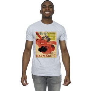 Disney Men's Big Hero 6 Baymax Flying Baymax Newspaper T-Shirt in Grey Size: Small Grey S Disney Men's Big Hero 6 Baymax Flying Baymax Newspaper T-Shirt in Grey Size: Small Grey S