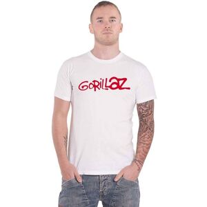Gorillaz Men's Logo Cotton T-Shirt in White Size: XL White XL Gorillaz Men's Logo Cotton T-Shirt in White Size: XL White XL
