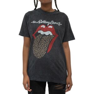 The Rolling Stones Men's Leopard Tongue Acid Wash T-Shirt in Black Size: Small Black S The Rolling Stones Men's Leopard Tongue Acid Wash T-Shirt in Black Size: Small Black S