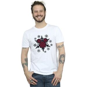 Disney Men's Mickey Mouse Gingham Snowflakes Cotton T-Shirt in White Size: 3XL White 3XL Disney Men's Mickey Mouse Gingham Snowflakes Cotton T-Shirt in White Size: 3XL White 3XL