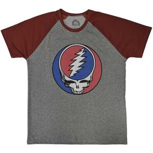 Grateful Dead Men's Steal Your Face Classic Cotton Raglan T-Shirt in Grey Size: Small Grey S Grateful Dead Men's Steal Your Face Classic Cotton Raglan T-Shirt in Grey Size: Small Grey S