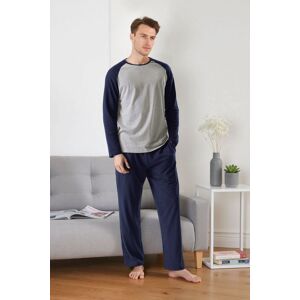 MODISHION Men's Fashion Long Sleeve Contrast Colour Pyjama Set in Navy Size: 2XL Navy 2XL MODISHION Men's Fashion Long Sleeve Contrast Colour Pyjama Set in Navy Size: 2XL Navy 2XL