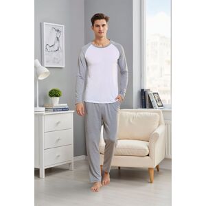 MODISHION Men's Fashion Long Sleeve Contrast Colour Pyjama Set in Light Grey Size: 2XL Light Grey 2XL MODISHION Men's Fashion Long Sleeve Contrast Colour Pyjama Set in Light Grey Size: 2XL Light Grey 2XL