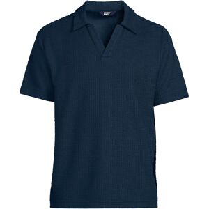 lands end Lands' End Men's Textured Johnny Collar Polo Shirt in Dark Navy Size: Medium Dark Navy M lands end Lands' End Men's Textured Johnny Collar Polo Shirt in Dark Navy Size: Medium Dark Navy M