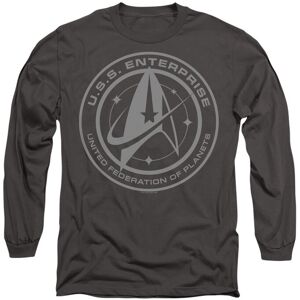 Star Trek Men's Discovery Enterprise Crest Long Sleeve T Shirt-Charcoal in Charcoal Size: Large Charcoal L Star Trek Men's Discovery Enterprise Crest Long Sleeve T Shirt-Charcoal in Charcoal Size: Large Charcoal L