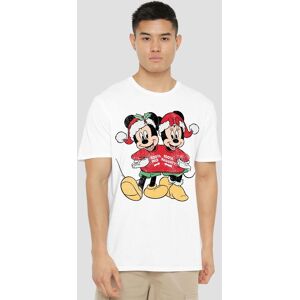 Disney Men's Mickey & Minnie Christmas Jumper T-Shirt in White Size: 2XL White 2XL Disney Men's Mickey & Minnie Christmas Jumper T-Shirt in White Size: 2XL White 2XL