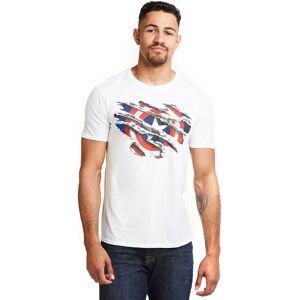 Marvel Men's Captain America Torn Cotton T-Shirt in White Size: Medium White M Marvel Men's Captain America Torn Cotton T-Shirt in White Size: Medium White M