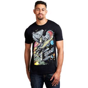 Star Wars Men's Falcon Battle Cotton T-shirt in Black Size: Medium Black M Star Wars Men's Falcon Battle Cotton T-shirt in Black Size: Medium Black M