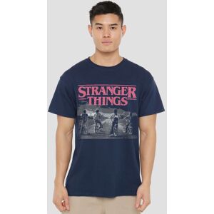 Stranger Things Poster Bike Scene T-Shirt, Navy Size: Medium Navy M Stranger Things Poster Bike Scene T-Shirt, Navy Size: Medium Navy M