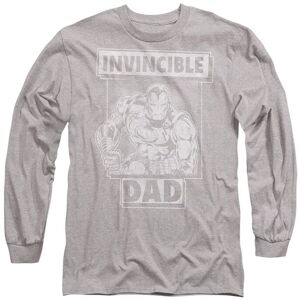 Marvel Iron Man Father's Day Invincible Dad Long Sleeve T-Shirt, Athletic Heather in Light Grey Size: Small Light Grey S Marvel Iron Man Father's Day Invincible Dad Long Sleeve T-Shirt, Athletic Heather in Light Grey Size: Small Light Grey S