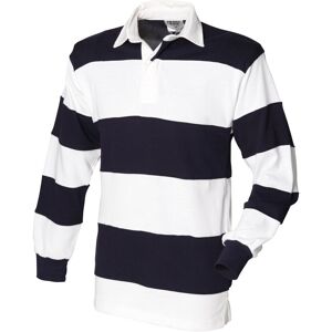 Front Row Men's Sewn Stripe Long Sleeve Sports Rugby Polo Shirt in White Size: Medium White M Front Row Men's Sewn Stripe Long Sleeve Sports Rugby Polo Shirt in White Size: Medium White M