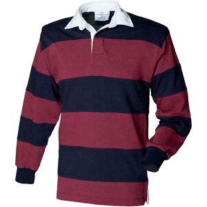 Front Row Men's Sewn Stripe Long Sleeve Sports Rugby Polo Shirt in Burgundy Size: 2XL Burgundy 2XL Front Row Men's Sewn Stripe Long Sleeve Sports Rugby Polo Shirt in Burgundy Size: 2XL Burgundy 2XL