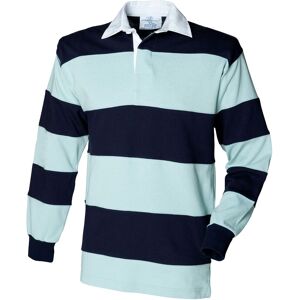 Front Row Men's Sewn Stripe Long Sleeve Sports Rugby Polo Shirt in Blue Size: XL Blue XL Front Row Men's Sewn Stripe Long Sleeve Sports Rugby Polo Shirt in Blue Size: XL Blue XL
