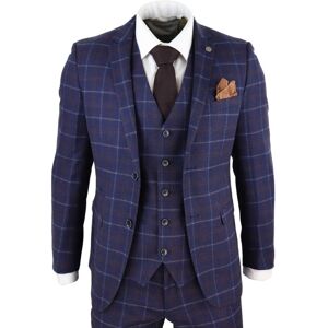 Paul Andrew Men's Kenneth 3 Piece Blue Suit Tweed Check in Navy Size: 36R Navy 36R Paul Andrew Men's Kenneth 3 Piece Blue Suit Tweed Check in Navy Size: 36R Navy 36R