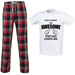 60 SECOND MAKEOVER Men's This Is What An Awesome Step Dad Looks Like Pyjamas PJ's Lounge Pants in Red Size: Medium Red M 60 SECOND MAKEOVER Men's This Is What An Awesome Step Dad Looks Like Pyjamas PJ's Lounge Pants in Red Size: Medium Red M