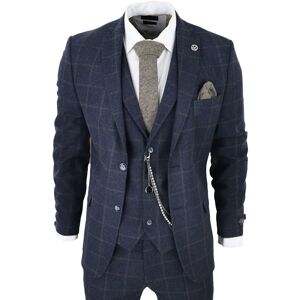 TruClothing Men's 3 Piece Suit Wool Tweed Herringbone in Navy Size: 46R Navy 46R TruClothing Men's 3 Piece Suit Wool Tweed Herringbone in Navy Size: 46R Navy 46R