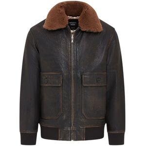 Infinity Leather Men's Leather Bomber Sheepskin Collar G-1 Pilot Jacket - Trick in Brown Size: Medium Brown M Infinity Leather Men's Leather Bomber Sheepskin Collar G-1 Pilot Jacket - Trick in Brown Size: Medium Brown M