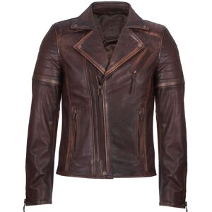 Infinity Leather Men's Slim Fit Brando Style Cross Zip Leather Biker Jacket in Brown Size: XS Brown XS Infinity Leather Men's Slim Fit Brando Style Cross Zip Leather Biker Jacket in Brown Size: XS Brown XS
