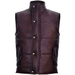 Infinity Leather Men's Puffer Warmer Waistcoat Sleeveless Padded Leather Jacket in Brown Size: 5XL Brown 5XL Infinity Leather Men's Puffer Warmer Waistcoat Sleeveless Padded Leather Jacket in Brown Size: 5XL Brown 5XL